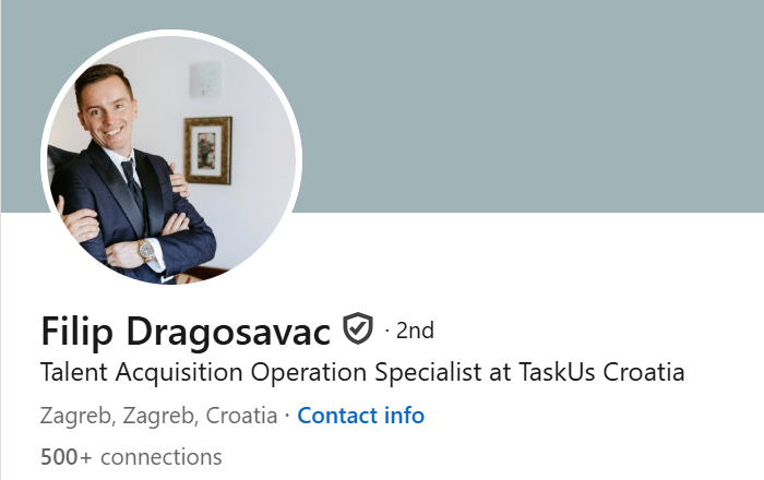 Filip Dragosavac, Talent Acquisition Operation Specialist at TaskUs Croatia, alumni Sveučilišta VERN'