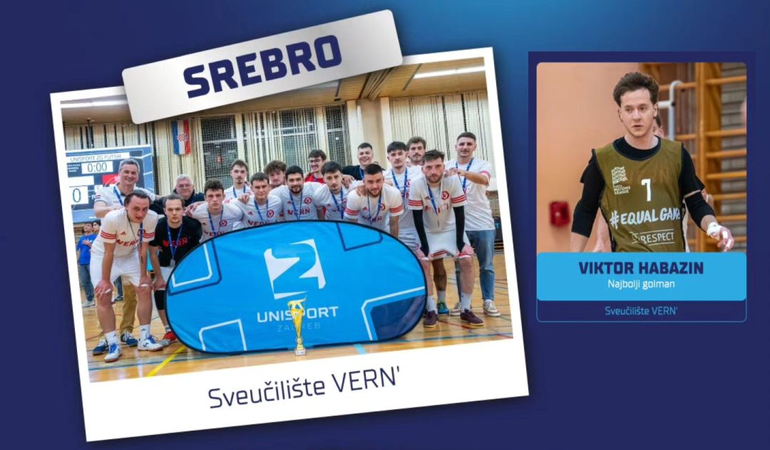 Futsal ekipa Sveučilišta VERN' viceprvaci 2026. i najbolji golman prvensntva, VERN'ovac Viktor Habazin