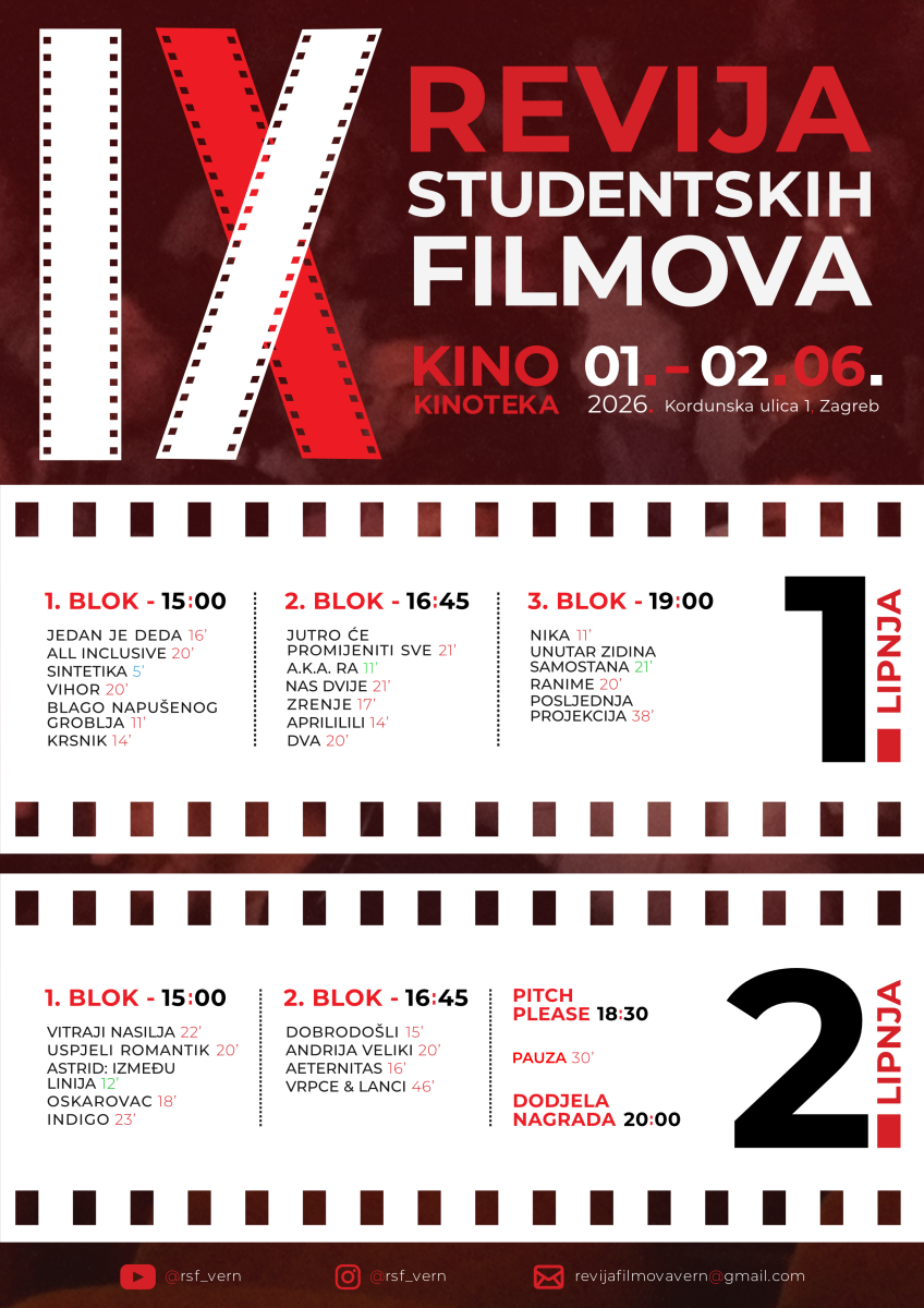 Plakat IX. Revije studentskih filmova Sveučilišta VERN'