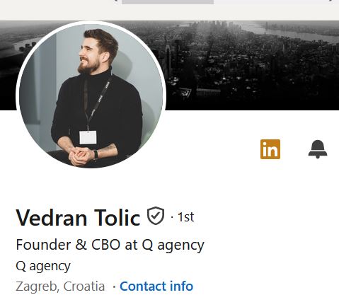 Vedran Tolic, Founder & CBO at Q agency, alumni Sveučilišta VERN'