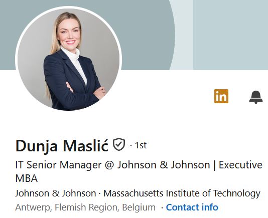 Dunja Maslić, Alumna Poslvne informatike, Sveučilišta VERN', IT Senior manager @Johnson&amp;Johnson