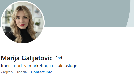 Marija Galijatovic, fraer - obrt za marketing i ostale usluge, alumna Sveučilišta VERN'